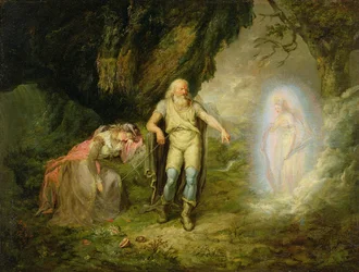 Miranda, Prospero i Ariel, z „Burzy” Williama Szekspira, ok. 1780